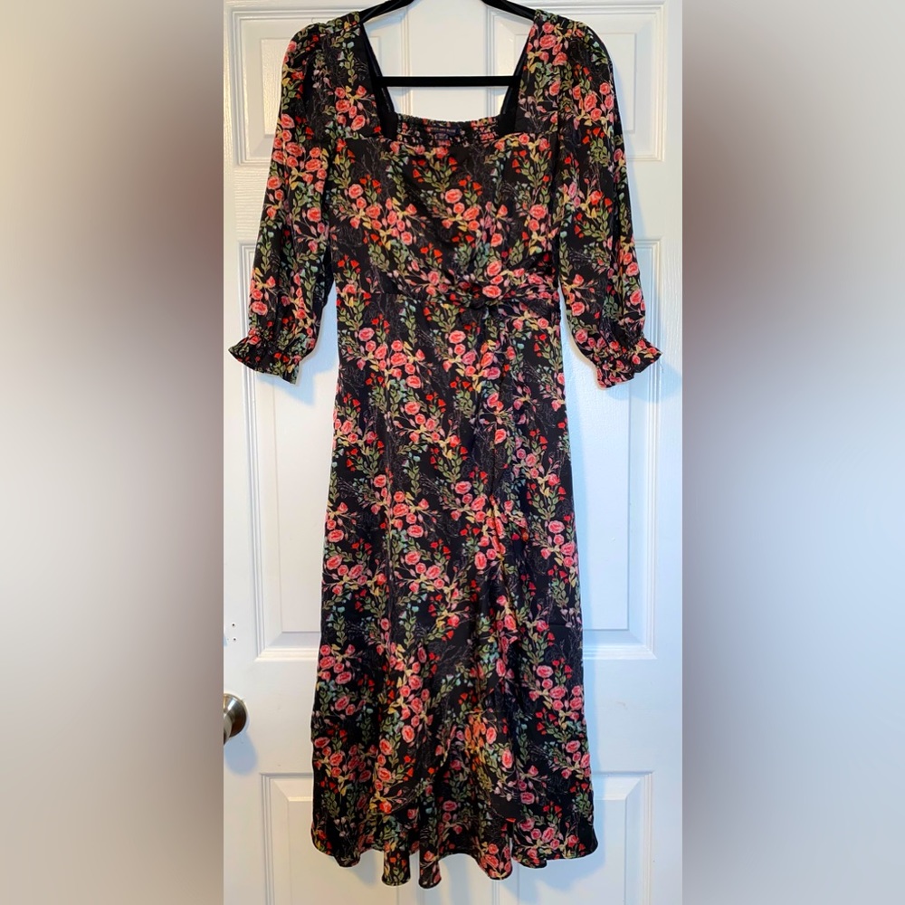 Skies are Blue Black Pink Floral Dress Sz XS